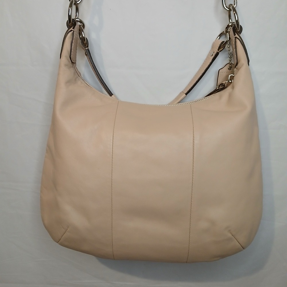 COACH Kristin Bag Purse In Tan Nude 100% Top Grain Soft Beautiful Leather Y2K - Picture 4 of 16